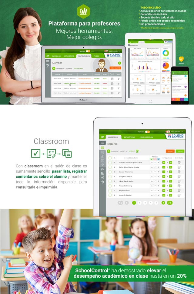 SchoolControl mobile interface